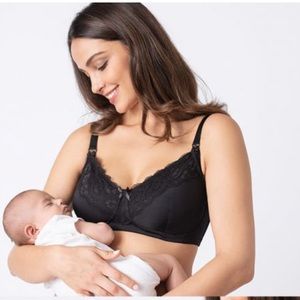 Black Seraphine Lace Trim Maternity & Nursing Bra NWOT